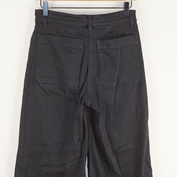 Everlane Black Cropped Wide Leg Heavy Cotton Pants Womens Sz 0 - Picture 4 of 12